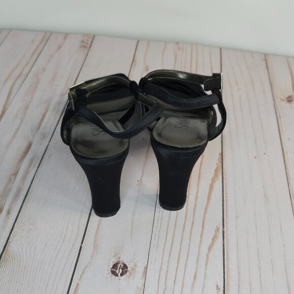 Sam & Libby Marla Strappy Heels | Black Satin | Size 6.5M - Picture 3 of 11